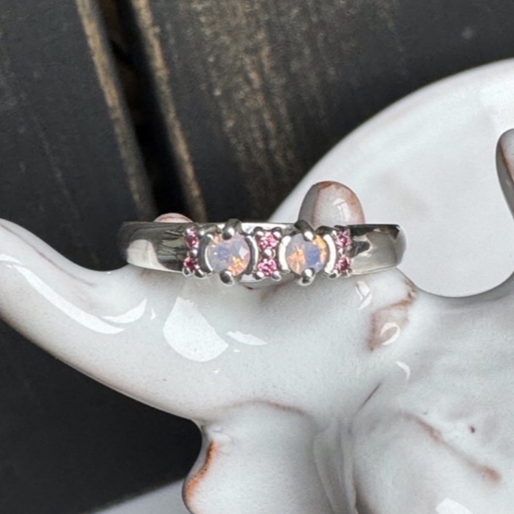 Opal & Pink CZ Ring NWOT